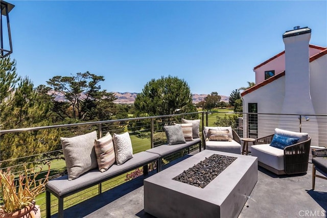 769 Greystone Pl, San Luis Obispo, CA 93401 - patio / terrace featuring a mountain view and an outdoor living space with a fire pit