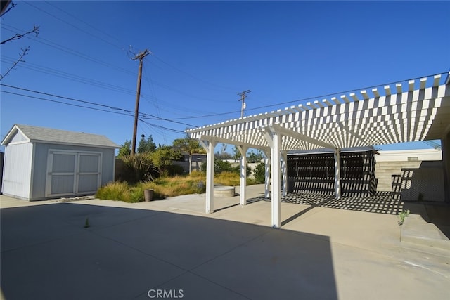 13132 Stanrich Pl, Garden Grove, CA 92843 - view of patio / terrace with a storage unit and a pergola