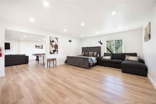26845 Modoc Ln, Lake Arrowhead, CA 92352 - bedroom with light wood-style flooring and recessed lighting
