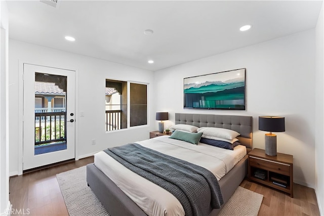 456 W Linden Dr, Orange, CA 92865 - bedroom featuring access to outside, wood finished floors, and recessed lighting