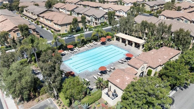 456 W Linden Dr, Orange, CA 92865 - aerial view of residential area featuring a pool area