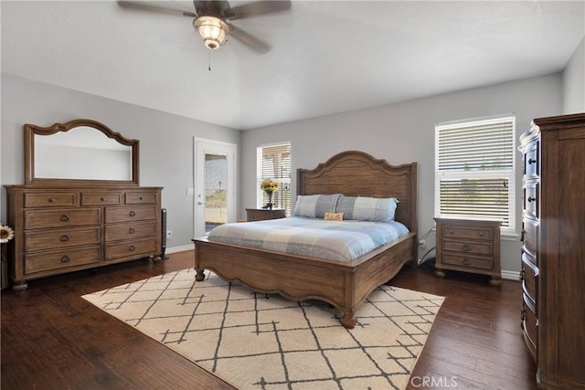 9525 Cambria Ct, Phelan, CA 92371 - bedroom with wood finished floors and a ceiling fan