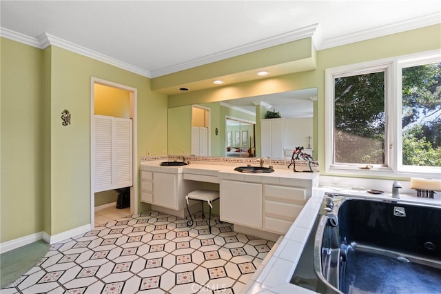 5230 Harbour Heights Ct, San Diego, CA 92109 - full bath featuring ornamental molding and vanity