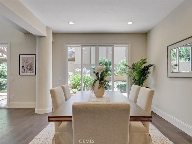 23034 Park Este, Calabasas, CA 91302 - dining space featuring dark wood-type flooring and recessed lighting