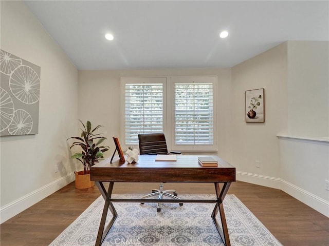 23034 Park Este, Calabasas, CA 91302 - home office with dark wood finished floors and recessed lighting
