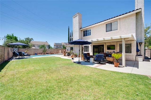 6140 Meadow Lark Dr, La Verne, CA 91750 - back of house featuring a chimney, a fenced backyard, and stucco siding