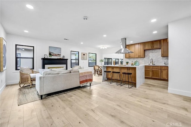 57 S Grand Oaks Ave, Pasadena, CA 91107 - living room with light wood-style flooring and recessed lighting