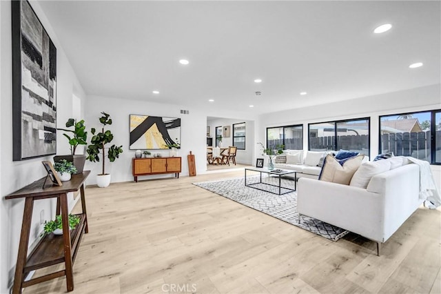 57 S Grand Oaks Ave, Pasadena, CA 91107 - living room with recessed lighting, light wood-style floors, and plenty of natural light