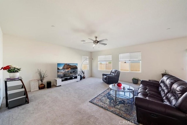 16814 Desert Star St, Victorville, CA 92394 - living area featuring ceiling fan and carpet
