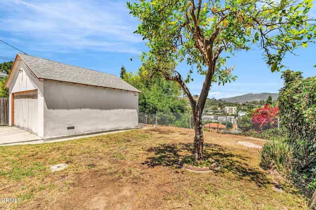 4127 Scandia Way, Los Angeles, CA 90065 - view of yard with an outbuilding, a detached garage, and a mountain view