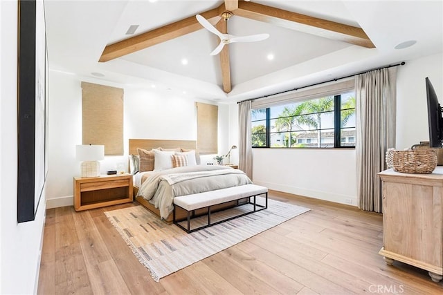 1831 Newport Hills Dr E, Newport Beach, CA 92660 - bedroom with light wood-style floors, recessed lighting, and ceiling fan