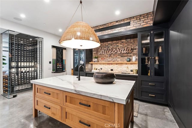 1831 Newport Hills Dr E, Newport Beach, CA 92660 - bar featuring finished concrete floors, pendant lighting, and recessed lighting