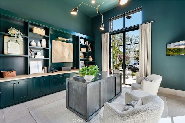 1831 Newport Hills Dr E, Newport Beach, CA 92660 - sitting room with a high ceiling and light tile patterned floors