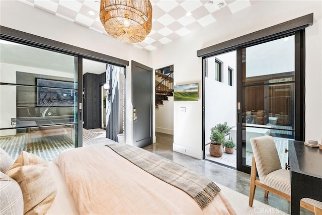 1831 Newport Hills Dr E, Newport Beach, CA 92660 - bedroom featuring finished concrete floors and access to exterior