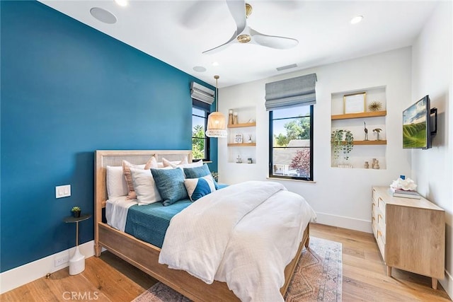 1831 Newport Hills Dr E, Newport Beach, CA 92660 - bedroom with wood finished floors, a ceiling fan, and recessed lighting