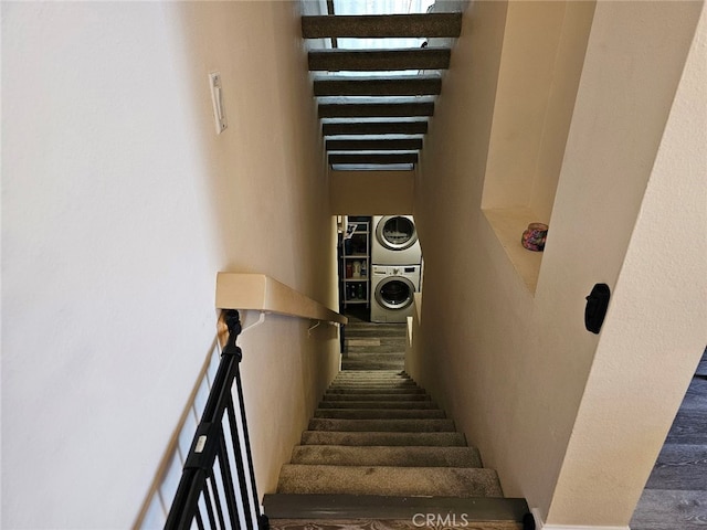 400 Monterey Rd Unit 10, Glendale, CA 91206 - staircase with stacked washer / drying machine