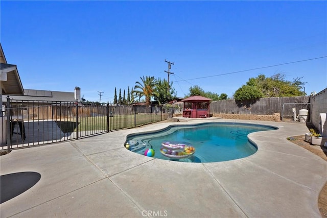 3108 Holbrook St, Bakersfield, CA 93312 - view of pool featuring a gazebo, a patio, and a fenced backyard