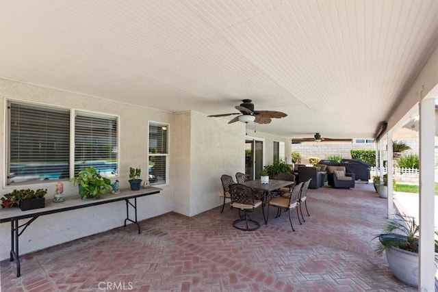 6939 Fremontia Ave, Fontana, CA 92336 - view of patio / terrace with ceiling fan and outdoor dining space