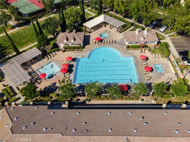 8234 Traveller St, Chino, CA 91710 - drone / aerial view of a pool