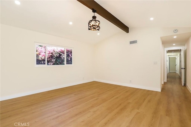 17532 Ludlow St, Granada Hills, CA 91344 - empty room featuring recessed lighting, light wood-style floors, and a chandelier