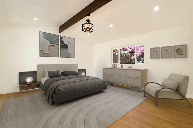 17532 Ludlow St, Granada Hills, CA 91344 - bedroom with wood finished floors, recessed lighting, and a chandelier