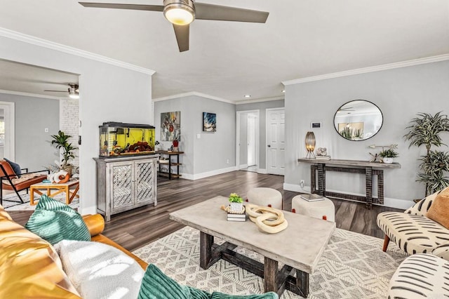 1670 Alta Vista Dr, Vista, CA 92084 - living area with a ceiling fan, wood finished floors, crown molding, and recessed lighting