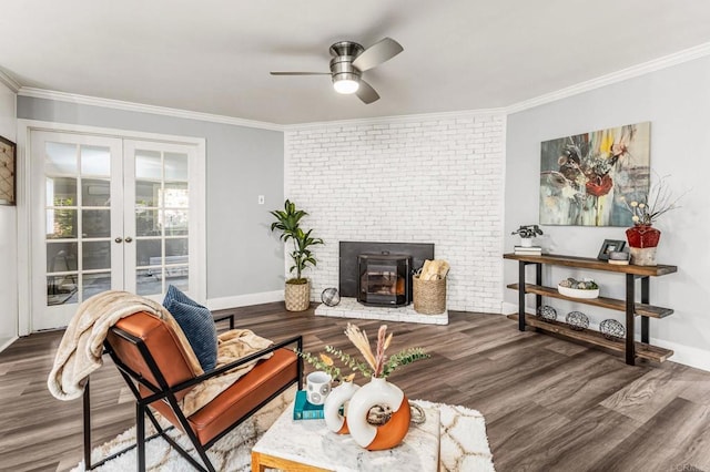 1670 Alta Vista Dr, Vista, CA 92084 - living area with crown molding, french doors, ceiling fan, and wood finished floors