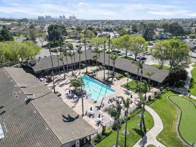 8566 Van Ness Ct Unit 19G, Huntington Beach, CA 92646 - aerial view of property and surrounding area with a pool area