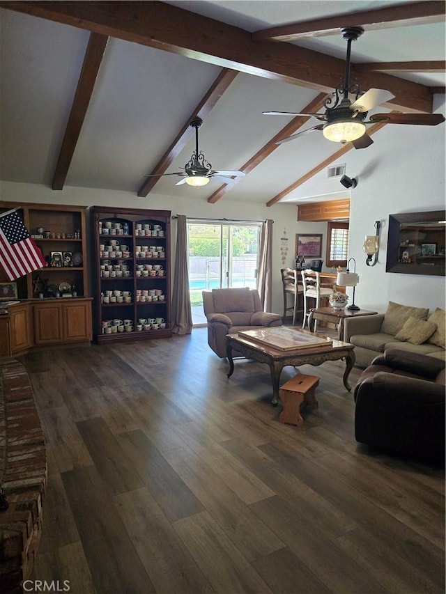 41653 62nd St W, Palmdale, CA 93551 - living area featuring ceiling fan, dark wood finished floors, and plenty of natural light