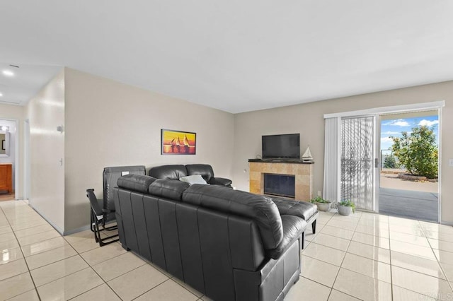 7549 Goode St, San Diego, CA 92139 - living room with light tile patterned flooring and a fireplace