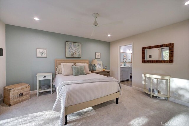 6362 Coffeeberry Ct, Avila Beach, CA 93424 - carpeted bedroom with recessed lighting, ensuite bathroom, and a ceiling fan