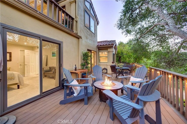 6362 Coffeeberry Ct, Avila Beach, CA 93424 - wooden deck featuring a fire pit and outdoor dining area