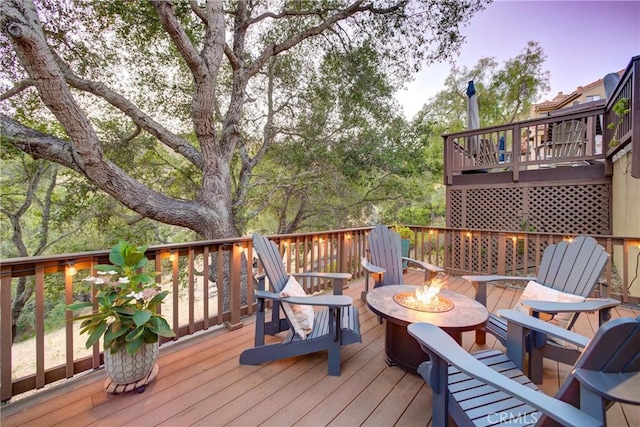 6362 Coffeeberry Ct, Avila Beach, CA 93424 - wooden terrace with an outdoor fire pit