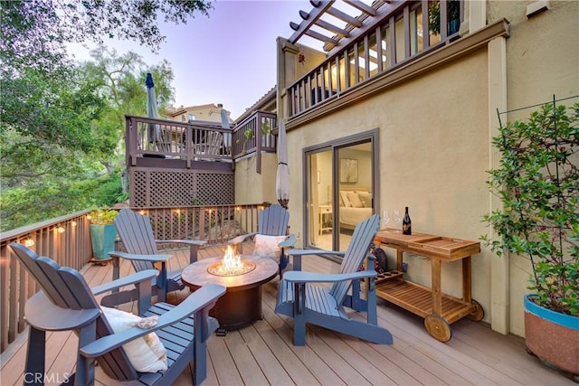 6362 Coffeeberry Ct, Avila Beach, CA 93424 - wooden deck featuring an outdoor fire pit