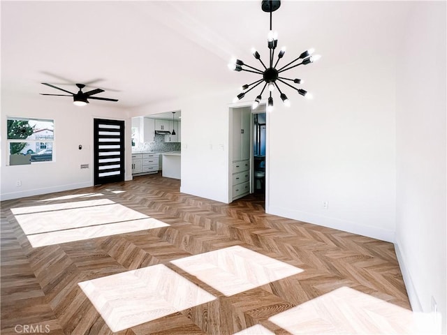 5916 Walnut Ave, Long Beach, CA 90805 - unfurnished living room with a chandelier and a ceiling fan