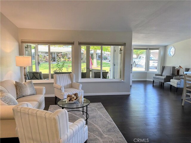 13310 N Fairfield Ln Unit M7 176L, Seal Beach, CA 90740 - living area featuring baseboards and dark wood finished floors