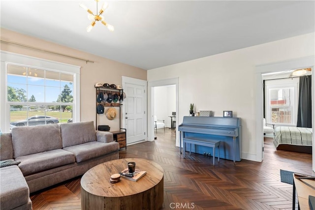 976 N Loma Vista Dr, Long Beach, CA 90813 - living room featuring a chandelier and healthy amount of natural light