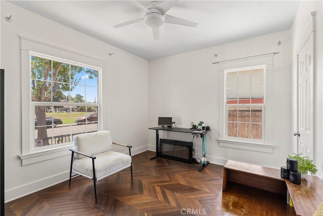 976 N Loma Vista Dr, Long Beach, CA 90813 - living area with a ceiling fan and baseboards