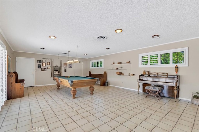 10020 Wystone Ave, Northridge, CA 91324 - rec room with crown molding, billiards, and a textured ceiling