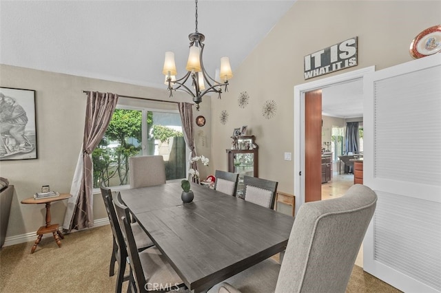 24682 Via Tequila, Lake Forest, CA 92630 - dining room featuring a chandelier, high vaulted ceiling, healthy amount of natural light, and light carpet