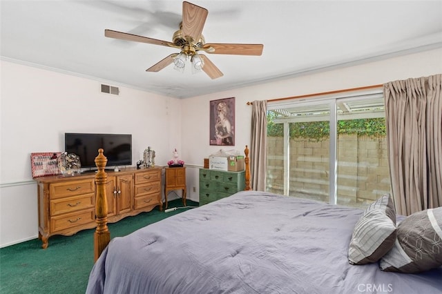 24682 Via Tequila, Lake Forest, CA 92630 - bedroom with carpet flooring, access to exterior, crown molding, and ceiling fan