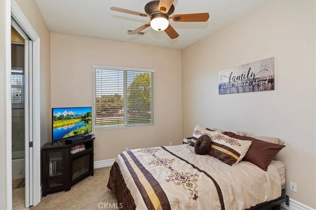 22515 Santa Clarita Corte, Perris, CA 92570 - bedroom with light carpet and a ceiling fan