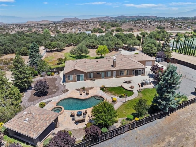 22515 Santa Clarita Corte, Perris, CA 92570 - view from above of property featuring a pool and a mountain backdrop