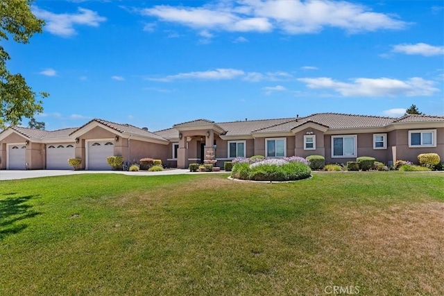 22515 Santa Clarita Corte, Perris, CA 92570 - view of front of house with an attached garage, stucco siding, and a tiled roof