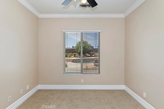 22515 Santa Clarita Corte, Perris, CA 92570 - carpeted empty room featuring ceiling fan and crown molding