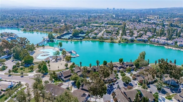 14 Bridgewood Unit 22, Irvine, CA 92604 - aerial view of property and surrounding area featuring a large body of water and nearby suburban area