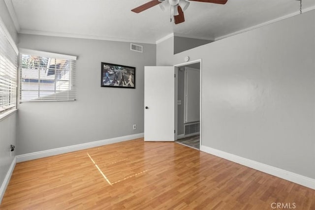 817 Granite Privado, Ontario, CA 91762 - unfurnished bedroom featuring ornamental molding, light wood-style flooring, and ceiling fan