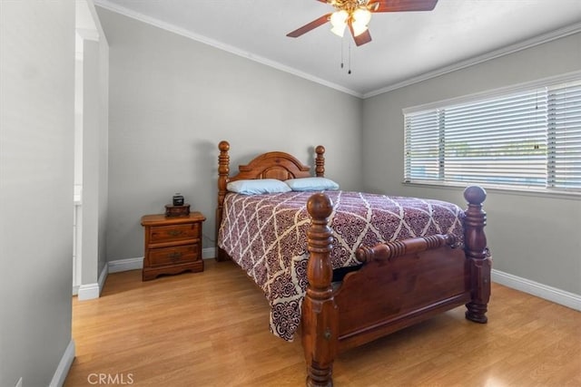 817 Granite Privado, Ontario, CA 91762 - bedroom featuring light wood-style floors, ornamental molding, and a ceiling fan