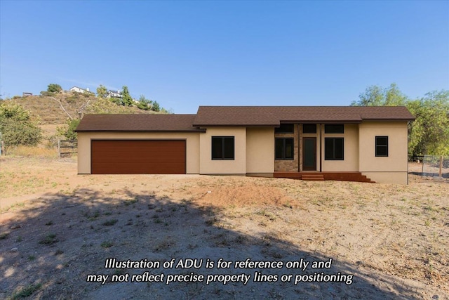 24093 Sargeant Rd, Ramona, CA 92065 - view of front of property with stucco siding and a garage