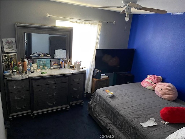 755 N Allen St, Banning, CA 92220 - bedroom with a ceiling fan and dark carpet